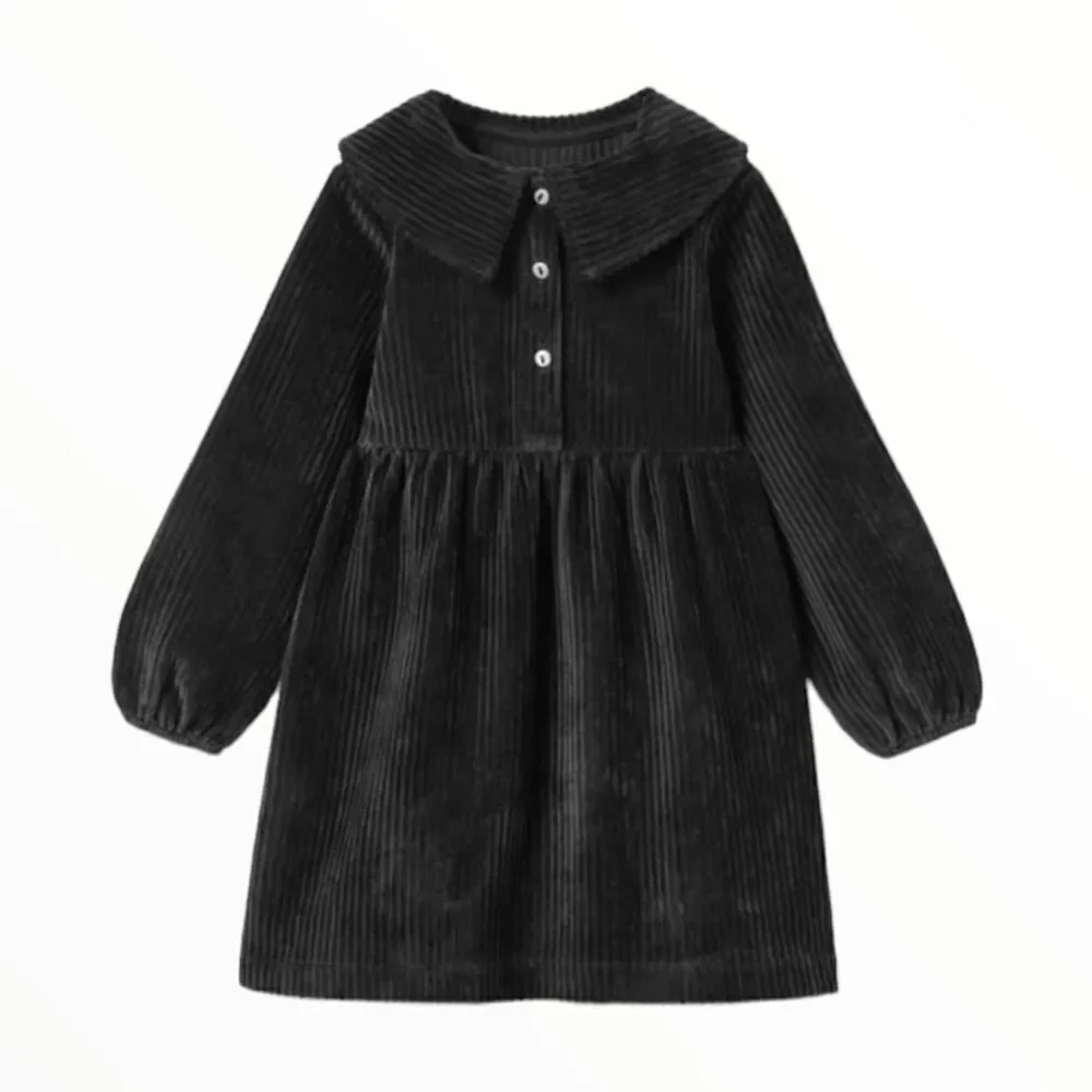 Zara Baby Girl Black Corduroy Dress Peter Pan Collar NWT 3T